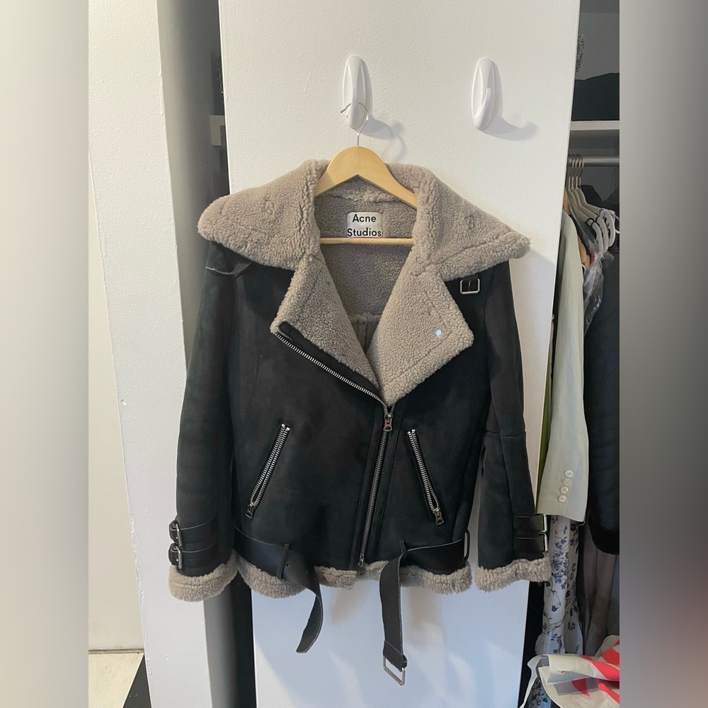 Acne Studios Shearling and Suede Aviator Jacket